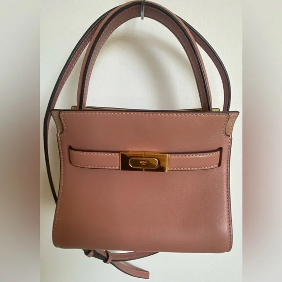 TORY BURCH LEATHER AND SUEDE SMALL TOP HANDLE BAG